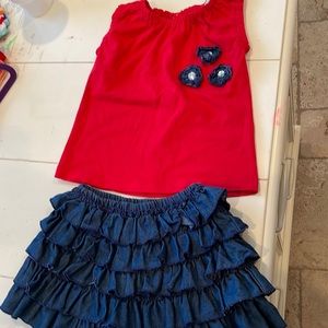 Two piece set skort matching shirt